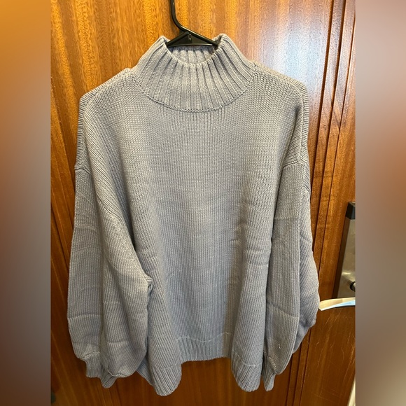 NWT WE WORE WHAT OVERSIZED MOCK NECK SWEATER. In a greyish blue purple color - Picture 6 of 8